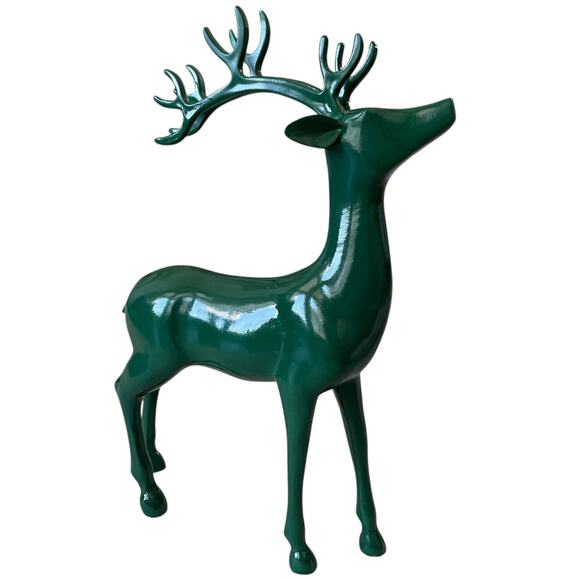 Emerald Green Standing Reindeer 13" Resin Christmas Holiday Decor New - Picture 8 of 14